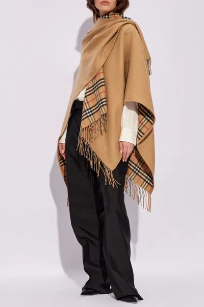 Burberry Wool Poncho In Beige