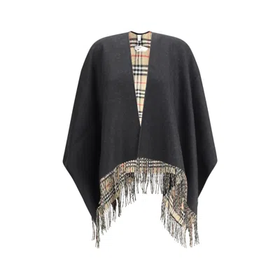 Burberry Wool Poncho In Black