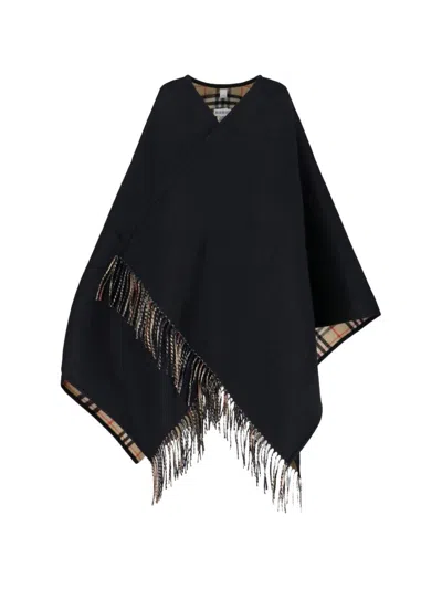 Burberry Wool Poncho In Black