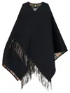 Burberry Reversible Check Wool Cape In Black