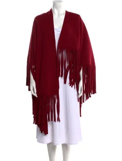 Pre-owned Burberry Wool Poncho In Burgundy