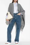 Burberry Check Wool Reversible Cape In Grey