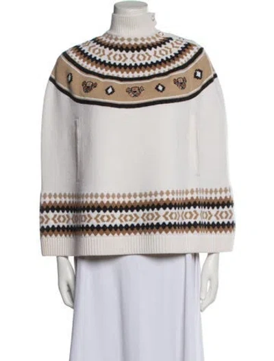 Pre-owned Burberry Wool Printed Poncho In Neutral