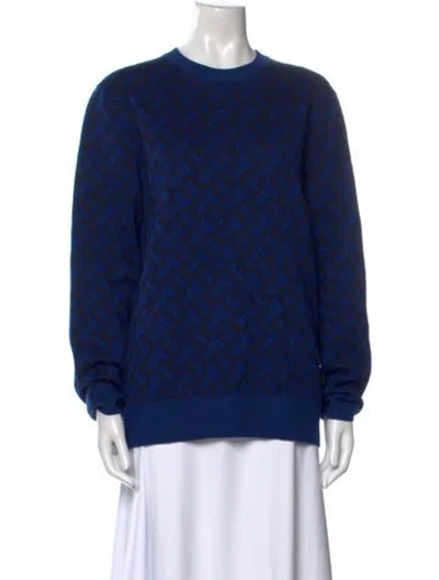 Pre-owned Burberry Wool Printed Sweater In Blue