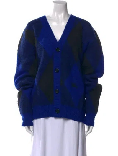 Pre-owned Burberry Wool Printed Sweater In Blue