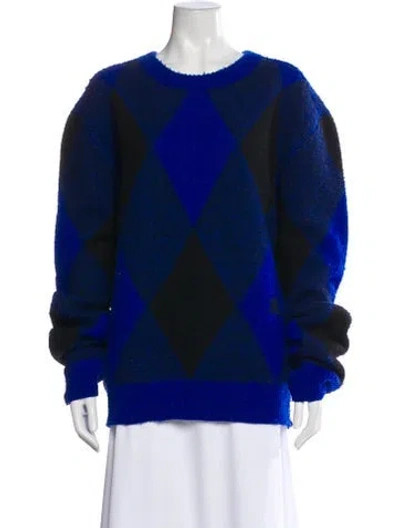 Pre-owned Burberry Wool Printed Sweater In Blue