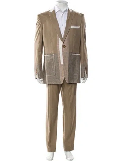 Pre-owned Burberry Wool Printed Two-piece Suit In Neutral