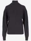 Burberry Ribbed High Neck Knitwear With Long Sleeves In Grey