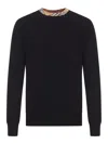 Burberry Crew Neck Knitwear With Distinctive Patterned Collar