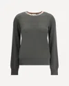 Burberry Women Wool Pullover With Check In Green