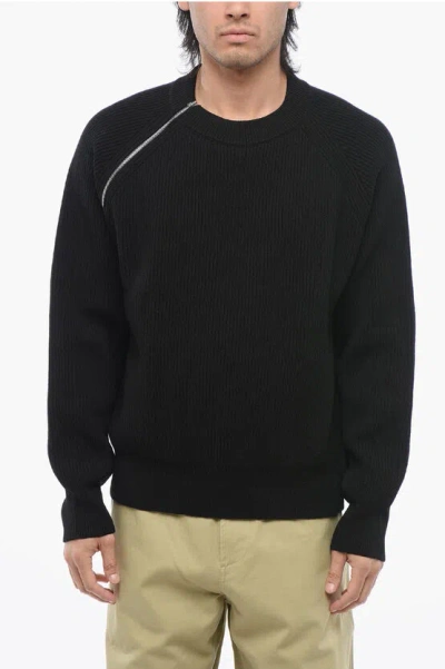 BURBERRY WOOL PULLOVER WITH DECORATIVE ZIP