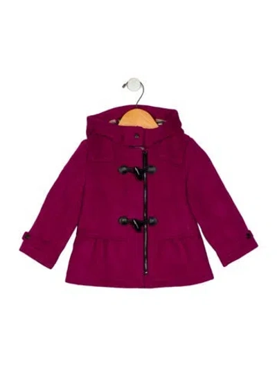 Pre-owned Burberry Babies' Wool Purple Casual Jacket With Zip Closure And Hood