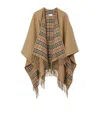 Burberry Charolette Reversible Check Wool Cape In Beige