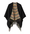 Burberry Reversible Check Wool Cape In Black