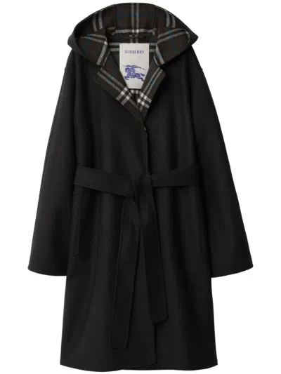 BURBERRY WOOL REVERSIBLE HOODED COAT