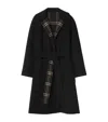 Burberry Wool Reversible Hooded Wrap Coat In Black