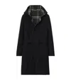 Burberry Wool Reversible Hooded Wrap Coat In Black