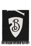 Burberry Men Black And White Wool Reversible Scarf In Black