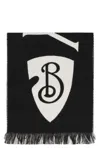 Burberry Men Black And White Wool Reversible Scarf In Black
