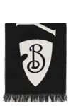 Burberry Men Black And White Wool Reversible Scarf In Black