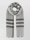 Burberry Wool Scarf Embroidered Rectangular Shape Fringe