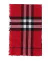 Burberry Women Wool Check Wide Scarf In Red