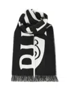 Burberry Black And White Wool Reversible Scarf In Black