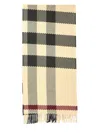 BURBERRY WOOL SCARF WITH BURBERRY CHECK MOTIF AND FRINGED HEMS