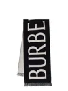 Burberry Wool Scarf With Lettering Logo In Black
