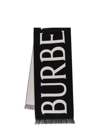 Burberry Wool Scarf With Logo Jacquard