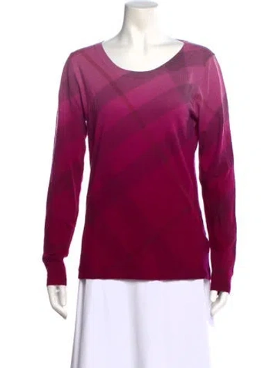 Pre-owned Burberry Wool Scoop Neck Sweater In Purple