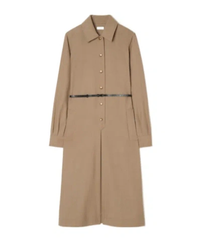 Burberry Wool Shirt Dress In Brown