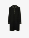 Burberry Check Long-sleeve Polo Dress In Charcoal Melange