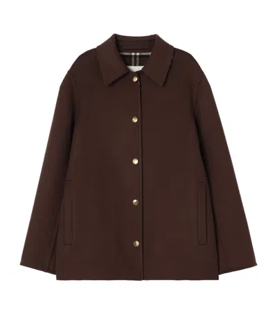 Burberry Wool Shirt Jacket In Brown