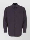 BURBERRY WOOL SHIRT WITH EMBROIDERED STRIPES AND POCKET