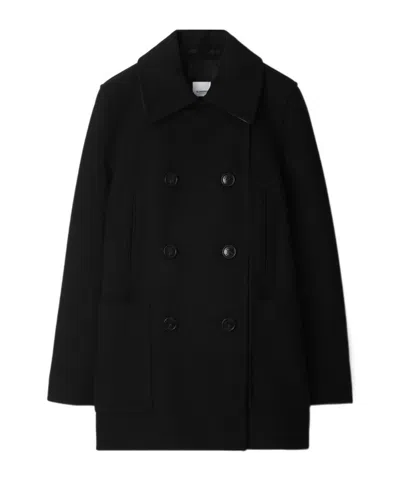 Burberry Wool Short Coat In Black