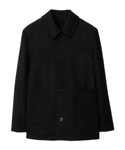 Burberry Wool Short Coat In Black