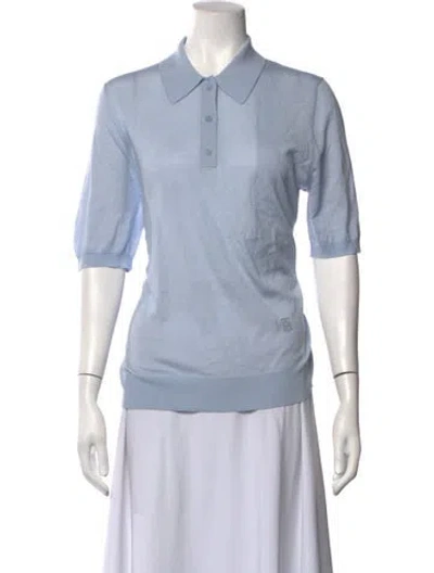Pre-owned Burberry Wool Short Sleeve Polo In Blue