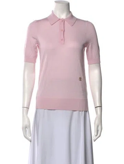 Pre-owned Burberry Wool Short Sleeve Polo In Pink