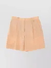 Burberry Wool Shorts With Pleats And Pockets In Orange