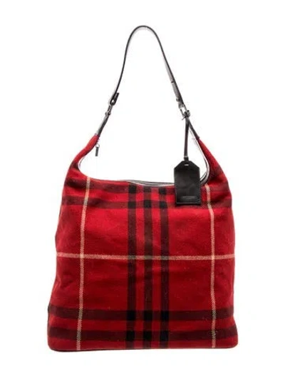 Pre-owned Burberry Wool Shoulder Bag In Red