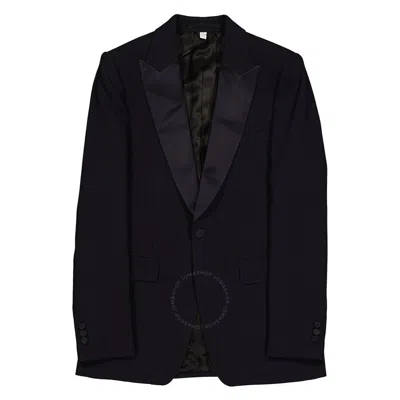 Burberry Wool Silk Blend English Fit Tailored Blazer Jacket In Blue