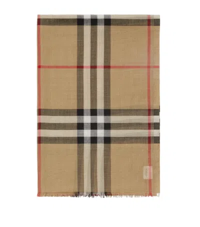 BURBERRY WOOL-SILK CHECK SCARF
