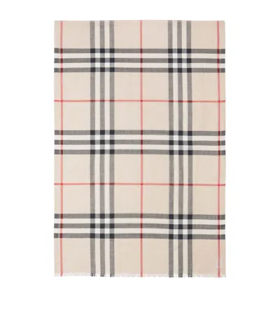 Burberry Wool-silk Check Scarf In Beige