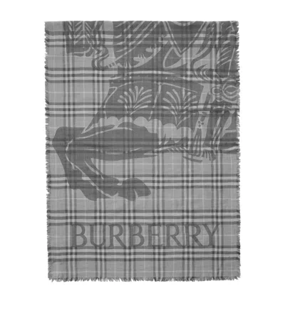 BURBERRY WOOL-SILK EKD CHECK SCARF