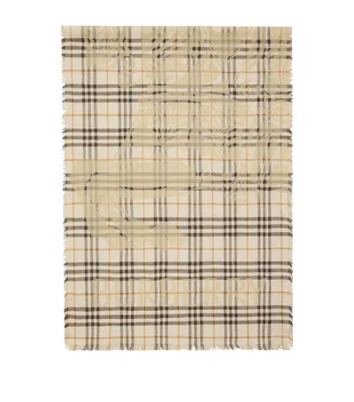 BURBERRY WOOL-SILK EKD CHECK WIDE SCARF