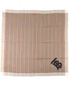 Burberry Wool Silk Gauze Tb Monogram Stripe Heritage Square Scarf (authentic Pre-loved)
