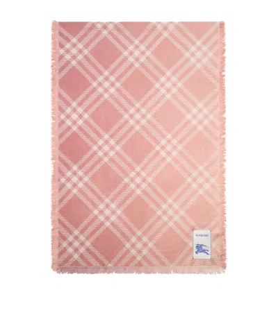 Burberry Wool Silk Gradient Check Scarf In Pink