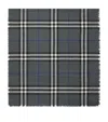 Burberry Wool-silk Reversible Check Scarf In Gray
