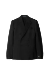 Burberry Wool Silk Tailored Jacket In Black
